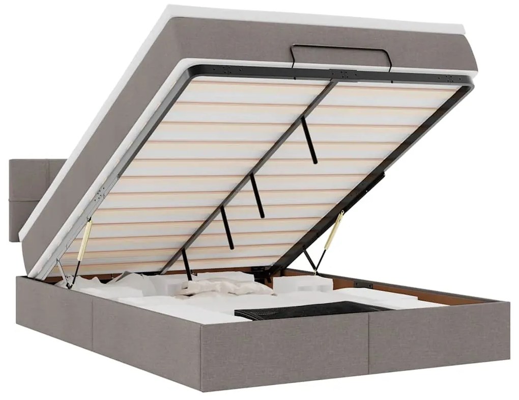 vidaXL Οθωμανικό κρεβάτι με στρώμα Taupe 140x200cm ύφασμα