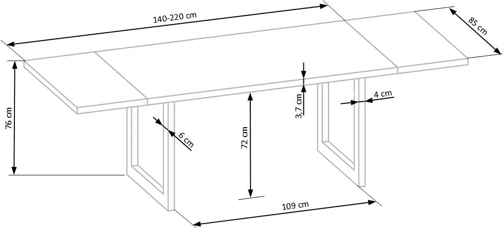 RADUS 140 table solid wood DIOMMI V-PL-RADUS_140-ST-DREWNO_LITE