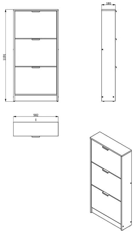 Παπουτσοθήκη Base 14 Sonoma 58x18x155,5 εκ. 58x18x155.5 εκ.