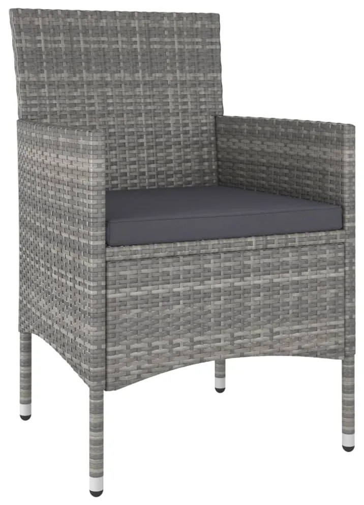 vidaXL Καρέκλες και Σκαμπό Κήπου Σετ 4 Τεμαχίων Γκρι Συνθετικό Ρατάν