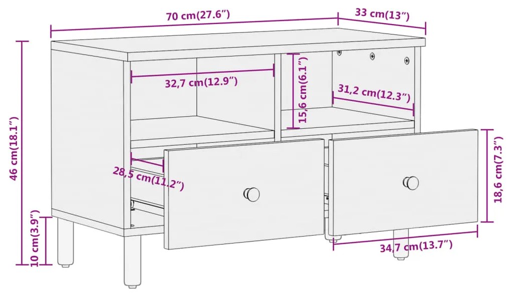 ΈΠΙΠΛΟ ΤΗΛΕΟΡΑΣΗΣ 70 X 33 X 46 ΕΚ. ΑΠΟ ΜΑΣΙΦ ΞΥΛΟ ΑΚΑΚΙΑΣ 356856