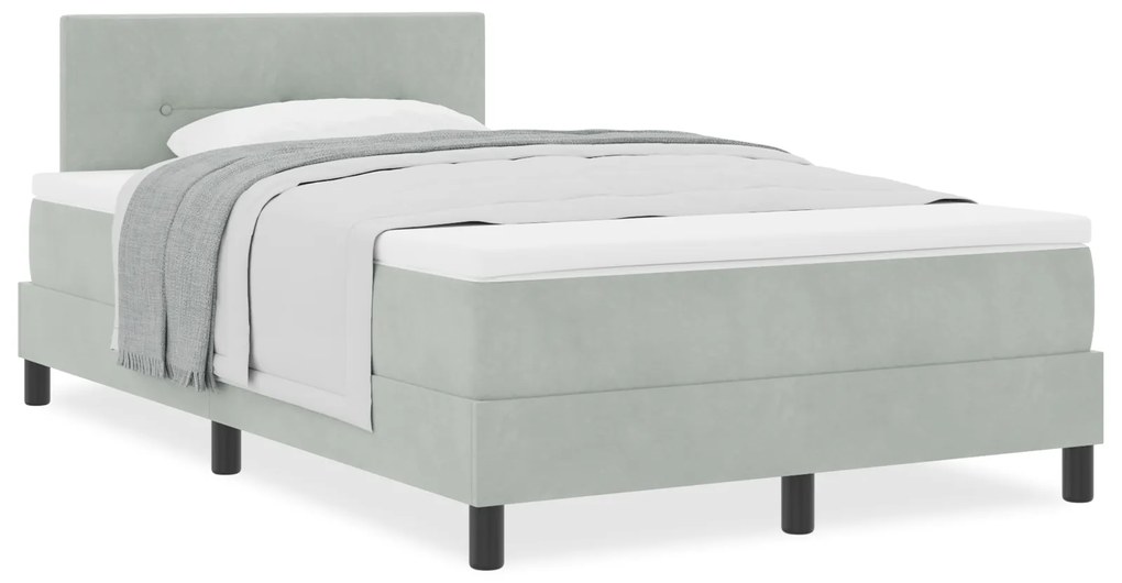 vidaXL Κρεβάτι με Στρώμα Light Grey 120x200 εκ. Βελούδο