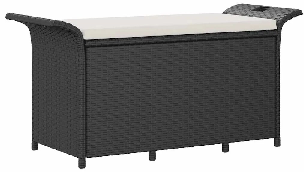 vidaXL Παγκάκι Κήπου με Μαξιλάρι Μαύρο 116x46x57 εκ. από Συνθ. Ρατάν