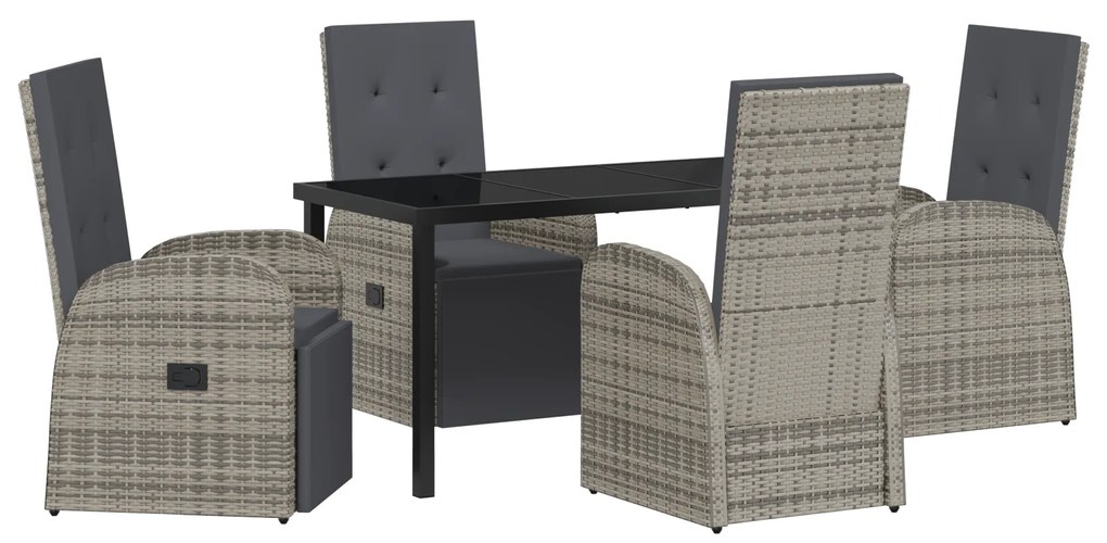 vidaXL Σετ φαγητού κήπου με μαξιλάρι 5 pcs Γκρι 140 x 70 x 73 cm