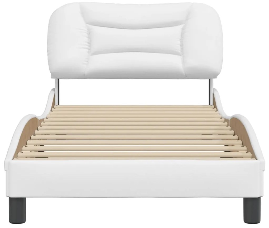 vidaXL Πλαίσιο κρεβατιού χωρίς Στρώμα Hvar Λευκό90x190εκ. από ΣυνθετικόΔέρμα