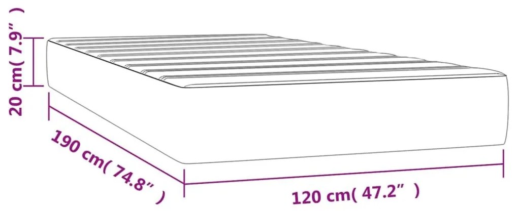 Στρώμα με Pocket Springs Γκρι 120x190x20 εκ. Συνθετικό Δέρμα - Λευκό