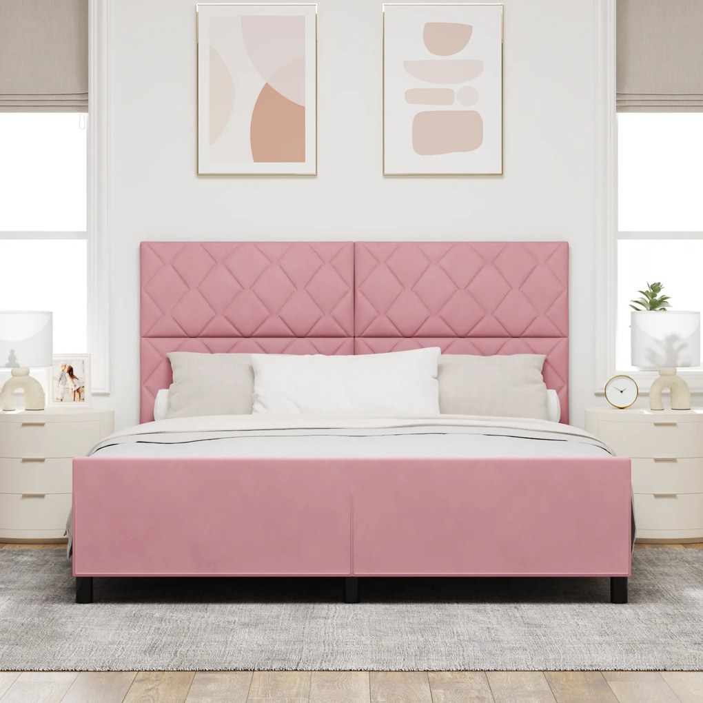 vidaXL Κρεβάτι Ροζ 180x200 εκ. Βελούδο