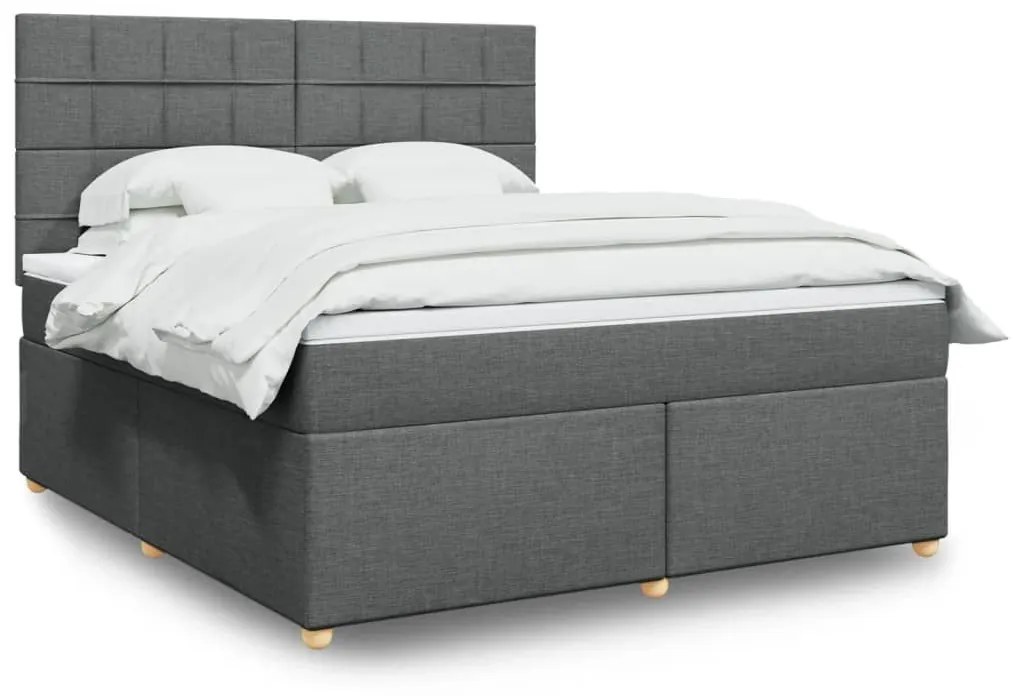 ΚΡΕΒΑΤΙ BOXSPRING ΜΕ ΣΤΡΩΜΑ ΣΚΟΥΡΟ ΓΚΡΙ 180X200 ΕΚ ΥΦΑΣΜΑΤΙΝ 3293660