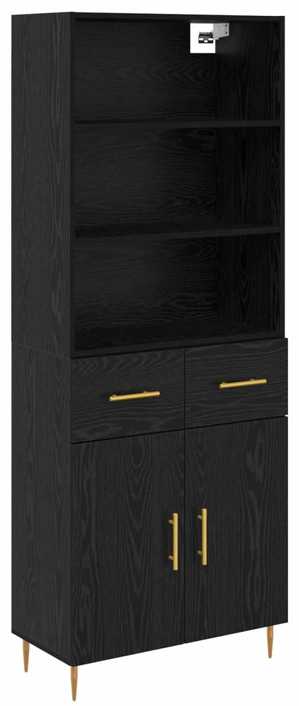 vidaXL Highboard Μαύρη Οξυά 69,5 x 34 x 180 εκ. Επεξεργασμένο ξύλο