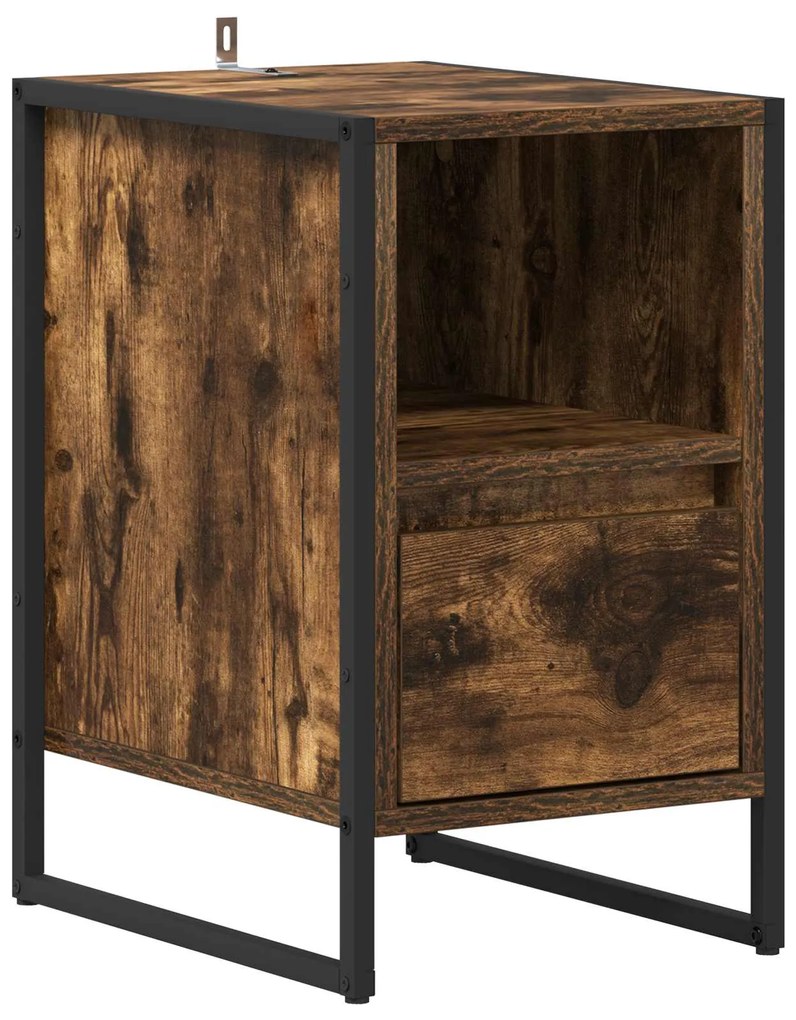 vidaXL Κομοδίνο Καπνιστό Δρύς 39,5 x 30 x 50 εκ Επεξεργασμένο ξύλο