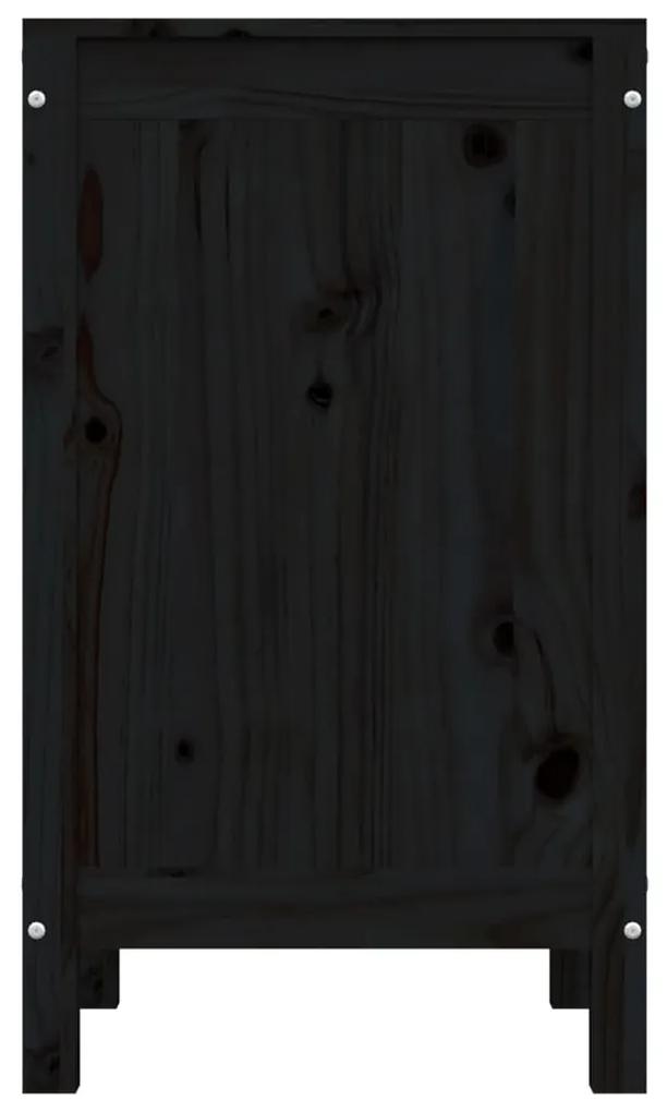 vidaXL Καλάθι Ρούχων Μαύρο 44x44x76 εκ από Μασίφ Ξύλο Πεύκου