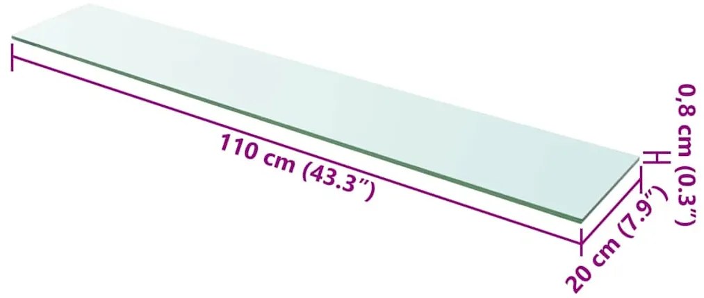 vidaXL Ράφι Πάνελ Διάφανο 110 x 20 εκ. Γυάλινο