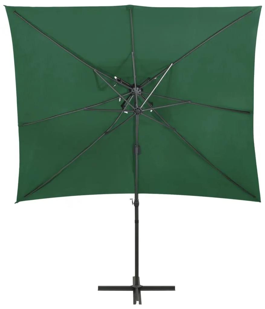 Ομπρέλα Κρεμαστή με Διπλή Οροφή Πράσινη 250 x 250 εκ. - Πράσινο