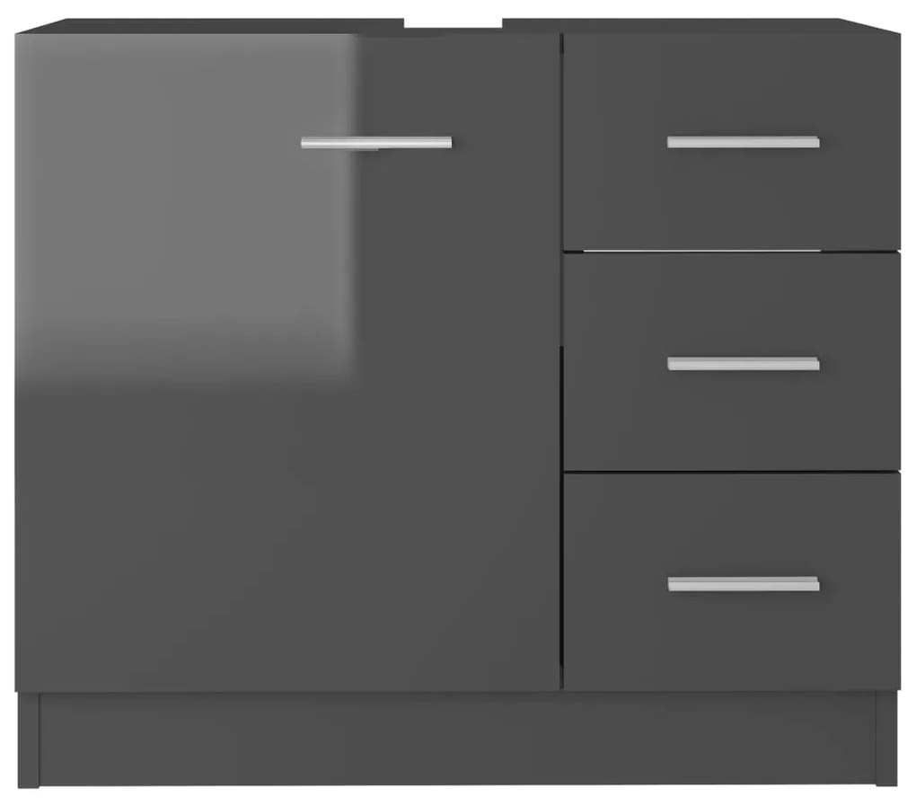 vidaXL Ντουλάπι Νιπτήρα Γυαλιστερό Γκρι 63x30x54 εκ. Μοριοσανίδα