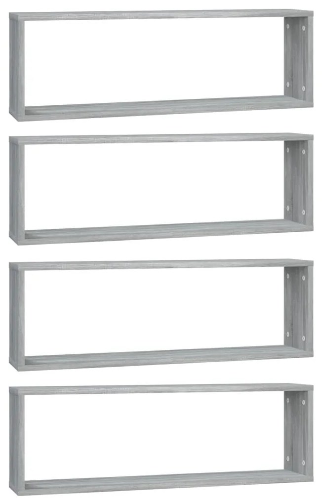 vidaXL Ραφιέρες Τοίχου Κύβος 4 τεμ Γκρι Sonoma 80x15x26,5 εκ. Επ. Ξύλο