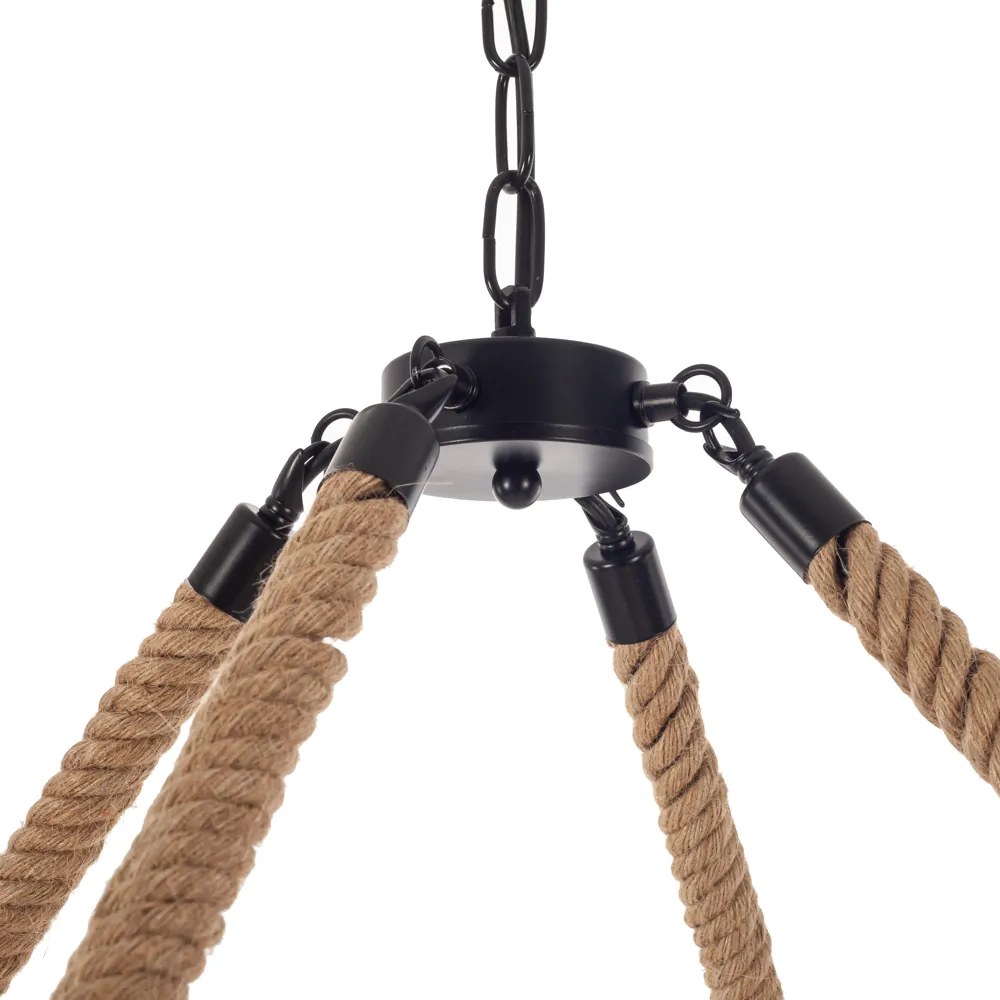 Artekko Hemp Rope Φωτιστικό Οροφής 8φωτο (Ε27) με Μαύρο Μέταλλο/Σχοινί (80x80x120)cm