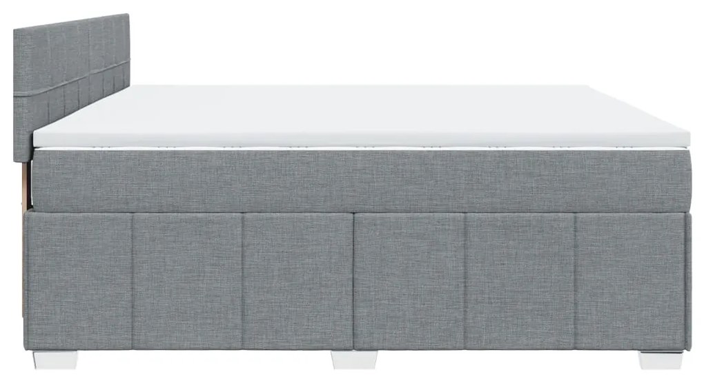 Κρεβάτι Boxspring με Στρώμα Ανοιχτό Γκρι 200x200 εκ. Υφασμάτινο - Γκρι