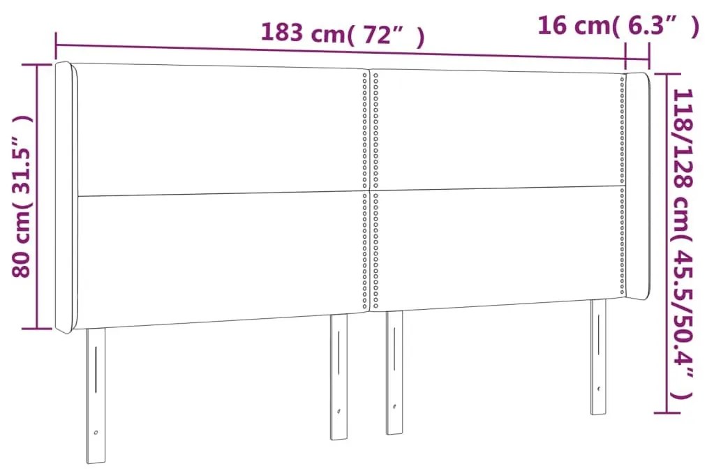 Κεφαλάρι Κρεβατιού LED Ανοιχτό Γκρι 183x16x118/128εκ. Βελούδινο - Γκρι