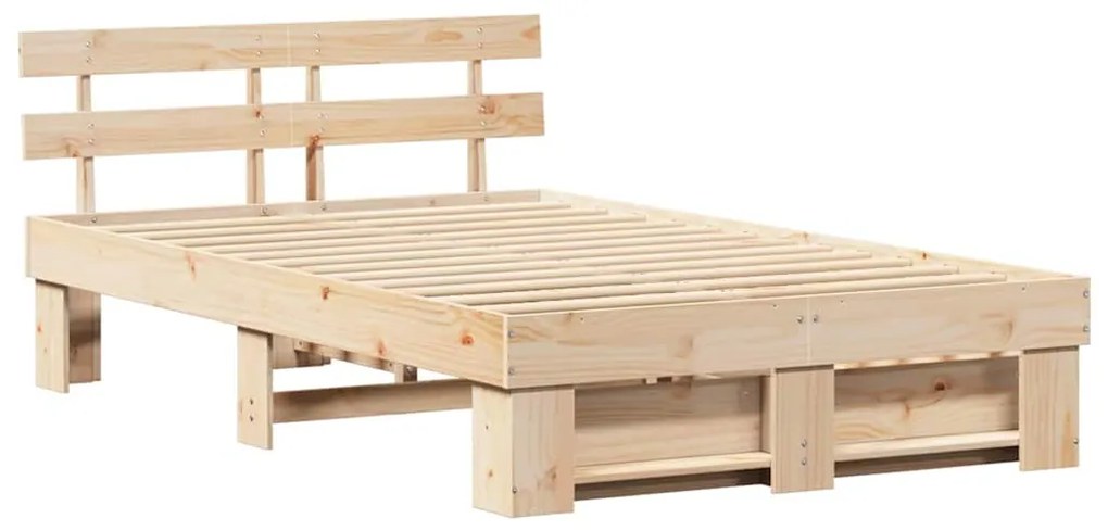 vidaXL Σκελετός Κρεβατιού Καφέ 140 x 190 cm Μασίφ ξύλο πεύκου