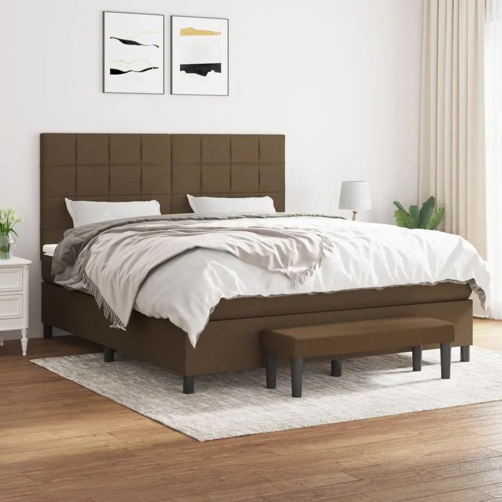 ΚΡΕΒΑΤΙ BOXSPRING ΜΕ ΣΤΡΩΜΑ ΣΚΟΥΡΟ ΚΑΦΕ 180X200 ΕΚ ΥΦΑΣΜΑΤΙΝΟ 3136616