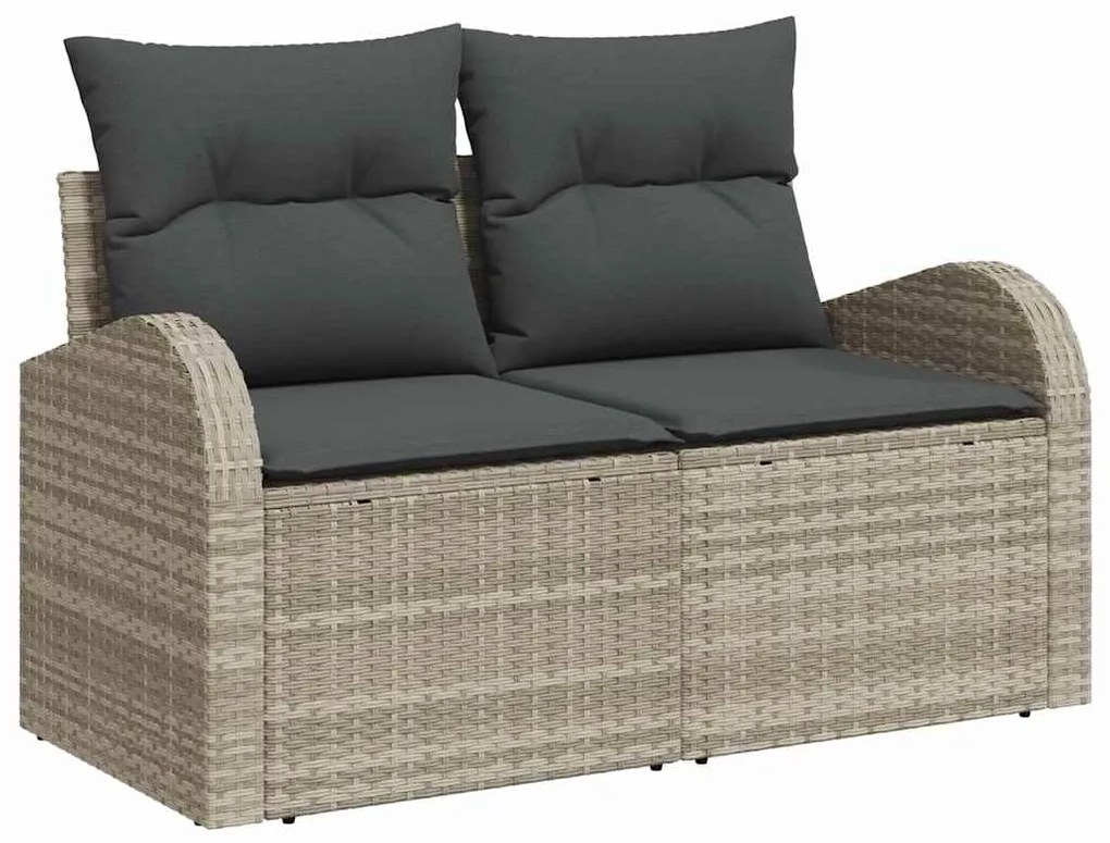 vidaXL Set Sofa Κήπου 8 τεμαχίων με Μαξιλάρια σε Ανοιχτό Γκρι Πολυ Ρατάν