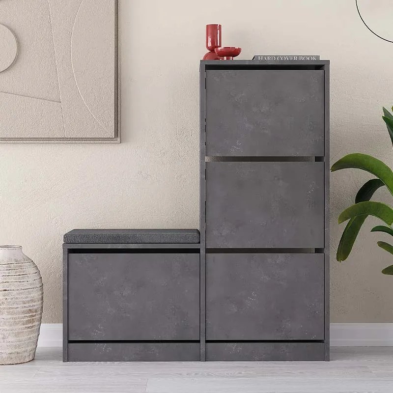 Παπουτσοθήκη Dude Megapap χρώμα γκρι ρετρό104,8x26x118,5εκ.