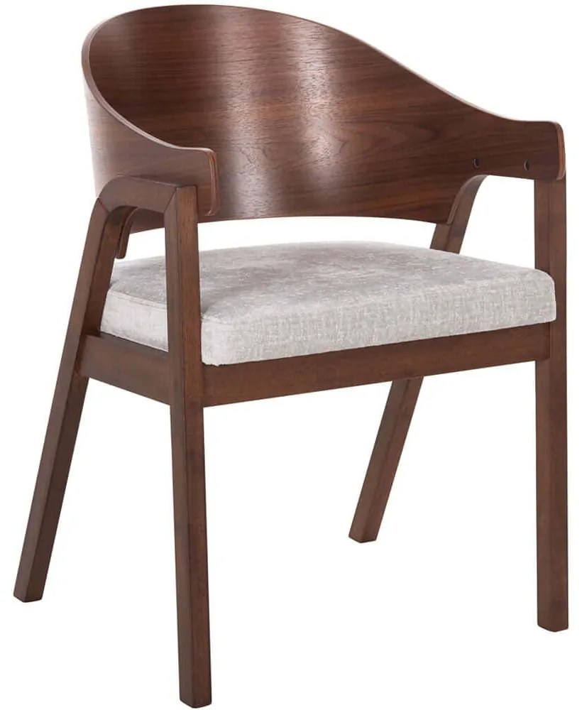 Καρέκλα Nero HM9972 56x56x78cm Walnut-Grey Rubberwood,Fabric