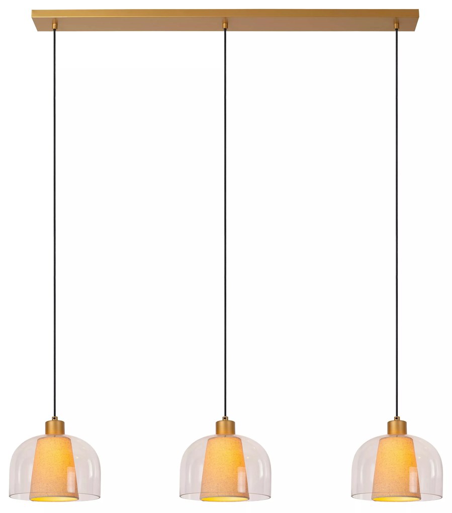 Φωτιστικό Κρεμαστό Lucide 30460-03-60 GUNHILD Διάφανο (Transparent)|Μπεζ/Κρεμ (Beige/Creme)