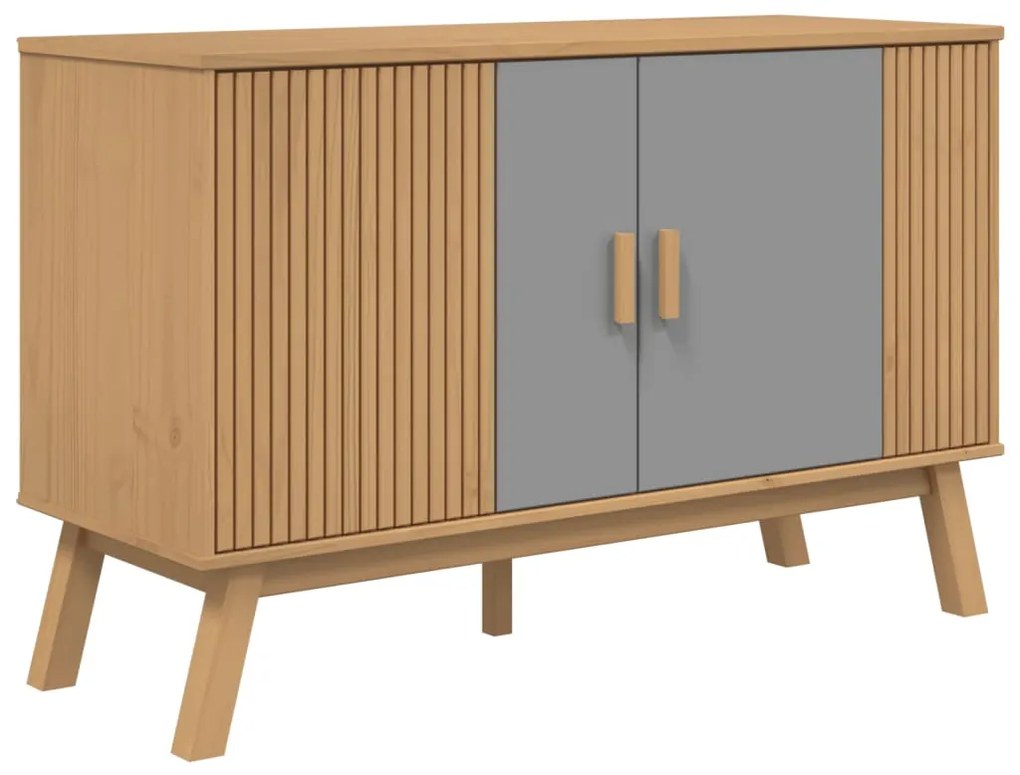 vidaXL Μπουφές OLDEN Γκρι &amp; Καφέ 114x43x73,5 εκ. από Μασίφ Ξύλο Πεύκου