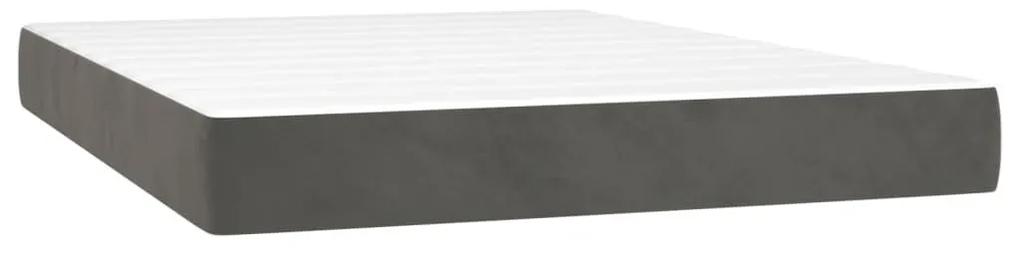 Κρεβάτι Boxspring με Στρώμα Σκούρο Γκρι 140x200 εκ. Βελούδινο - Γκρι