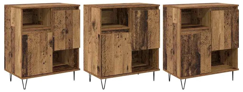 vidaXL Πλαϊνό γραφείο 3 pcs Παλιό ξύλο 60 x 35 x 70 cm