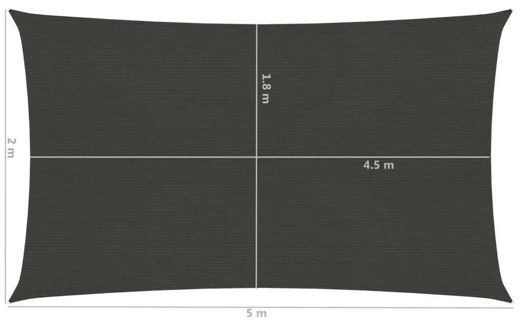 Πανί Σκίασης Ανθρακί 2 x 5 μ. από HDPE 160 γρ./μ²  - Ανθρακί