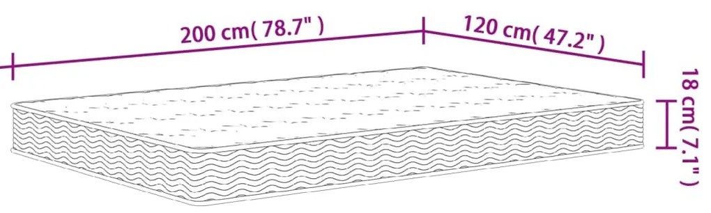 Στρώμα με Bonnell Springs Μεσαία Σκληρότητα 120 x 200 εκ. - Λευκό