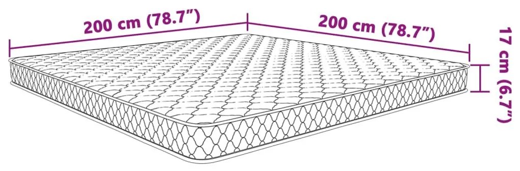 Στρώμα με Αφρό Μνήμης Λευκό 200x200x17 εκ. - Λευκό