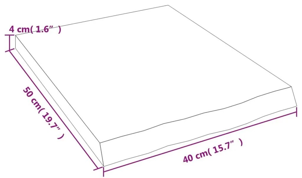 Πάγκος Μπάνιου 40x50x(2-4) εκ. από Ακατέργαστο Μασίφ Ξύλο - Καφέ