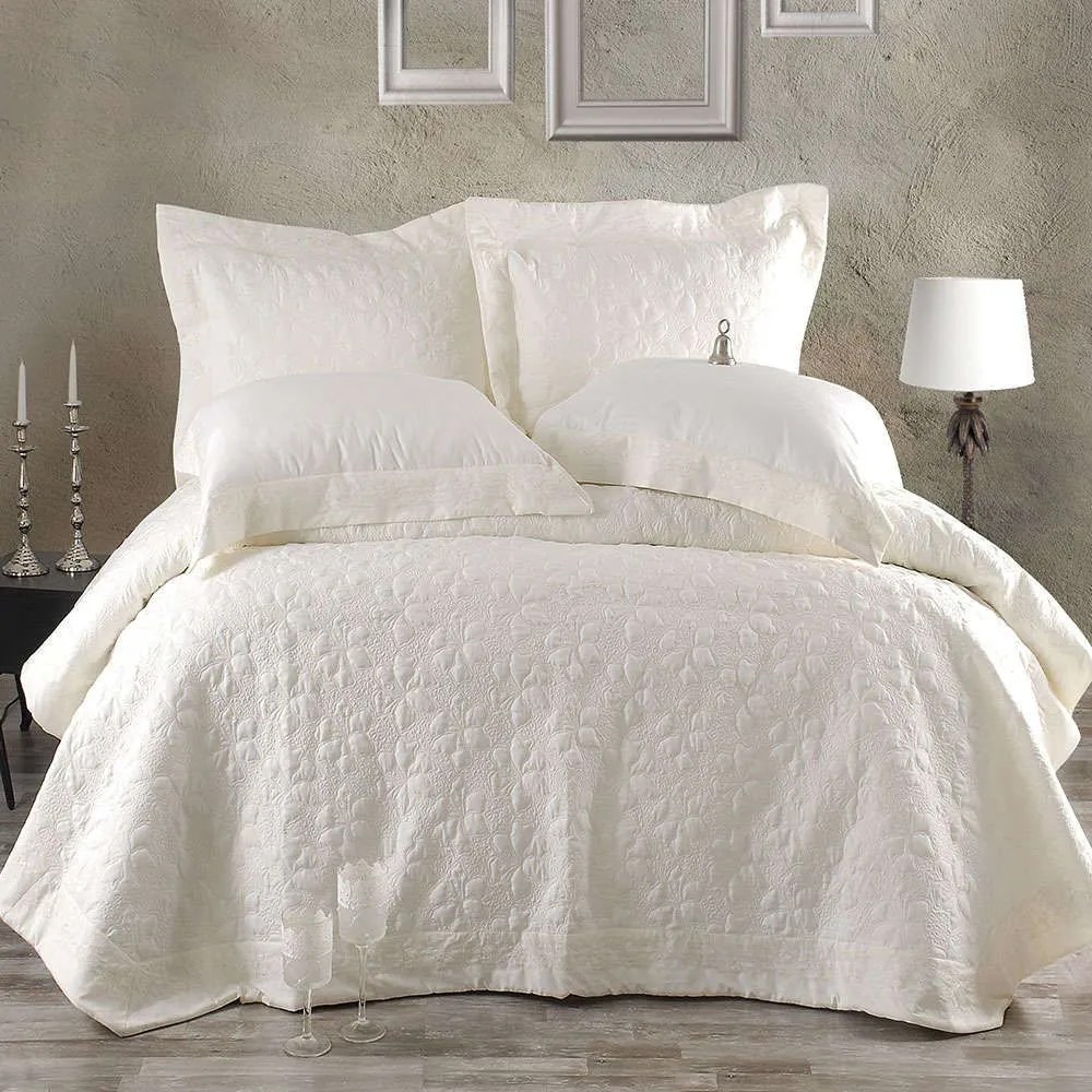 Κουβερλί Tabitha Σετ 3τεμ. Ecru Ρυθμός Υπέρδιπλo 235x250cm Microsatin