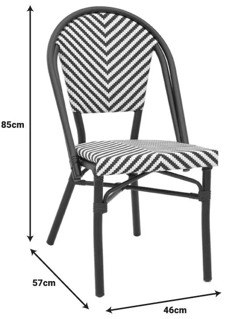 Καρέκλα Uamrin στοιβαζόμενη μαύρο αλουμίνιο-ασπρόμαυρο textilene 46x57x85εκ 46x57x85 εκ.
