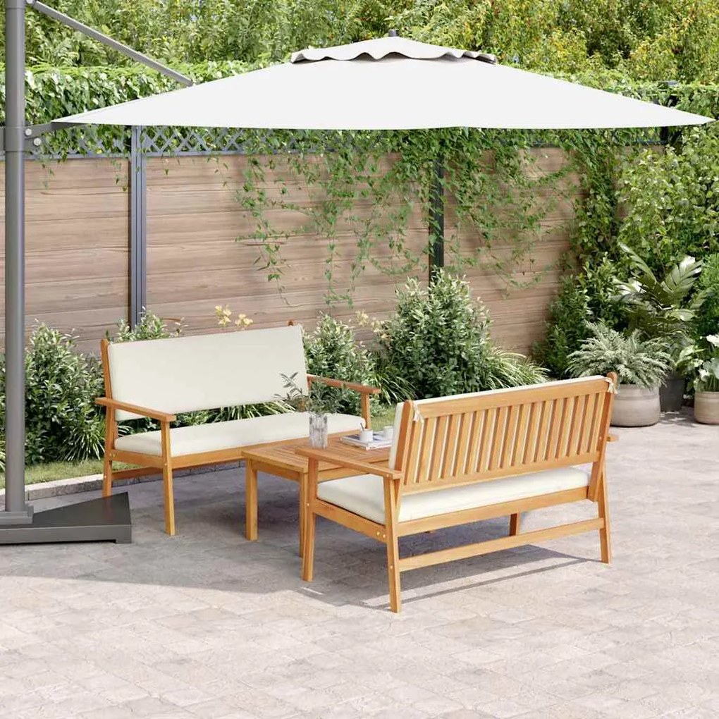 vidaXL Σετ Καναπέ Κήπου 3 pcs Καφέ 75 x 45 x 38 εκ. Μασίφ ξύλο ακακίας
