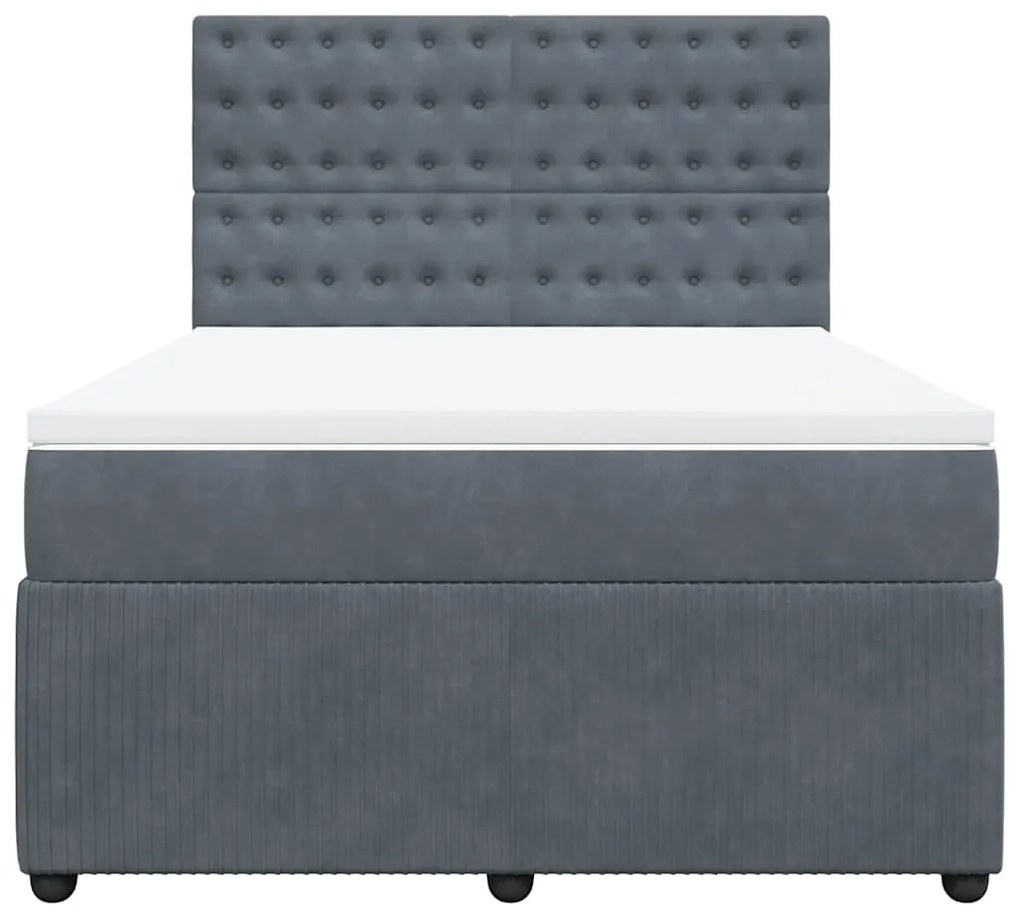 vidaXL Κρεβάτι Boxspring με Στρώμα Σκούρο Γκρι 140x200 εκ. Βελούδινο