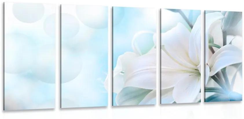 Εικόνα λουλουδιών κρίνων 5 μερών σε αφηρημένο φόντο - 100x50