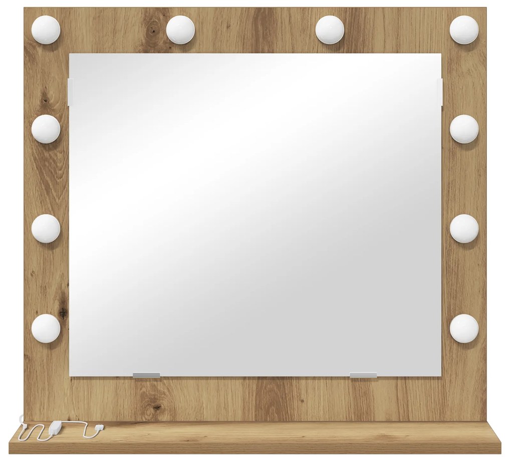vidaXL Καθρέφτης Vanity με LED φώτα Artisan Oak 60x55x18 εκ