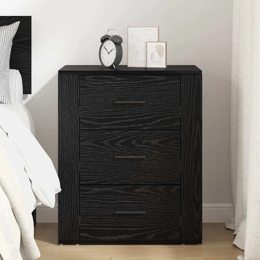 vidaXL Κομοδίνο Μαύρη δρυς 50 x 36 x 60 εκ Επεξεργασμένο ξύλο