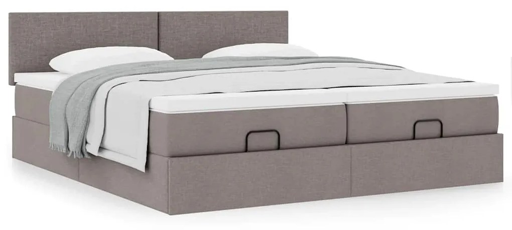 vidaXL Οθωμανικό κρεβάτι με στρώματα Taupe 180x200cm ύφασμα