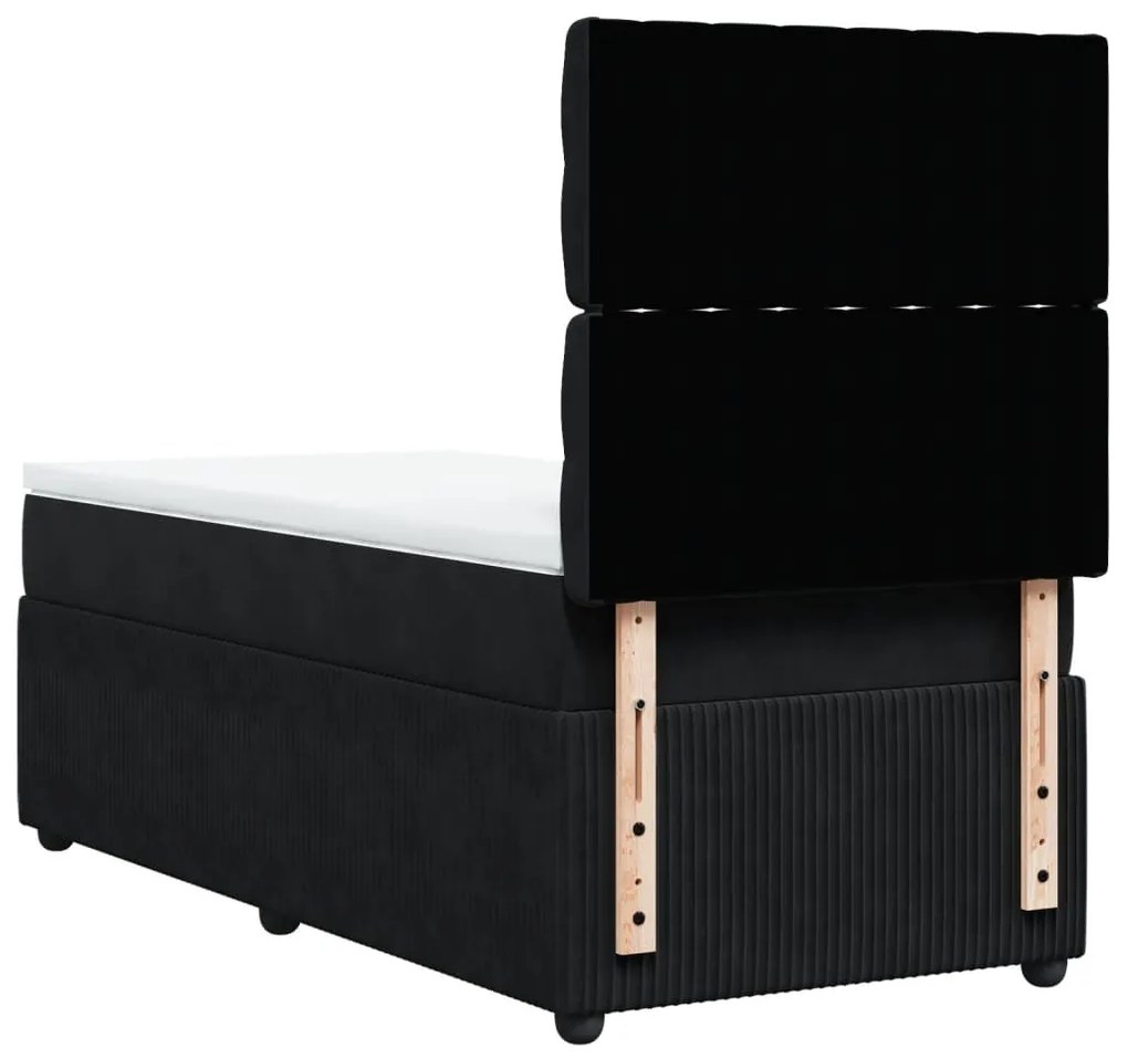 vidaXL Κρεβάτι Boxspring με Στρώμα Μαύρο 90x190 εκ. Βελούδινο