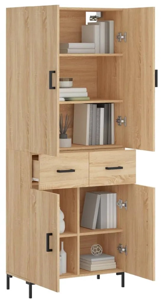 vidaXL Ντουλάπι Sonoma δρυς 69,5 x 34 x 180 εκ. από Επεξεργασμένο Ξύλο