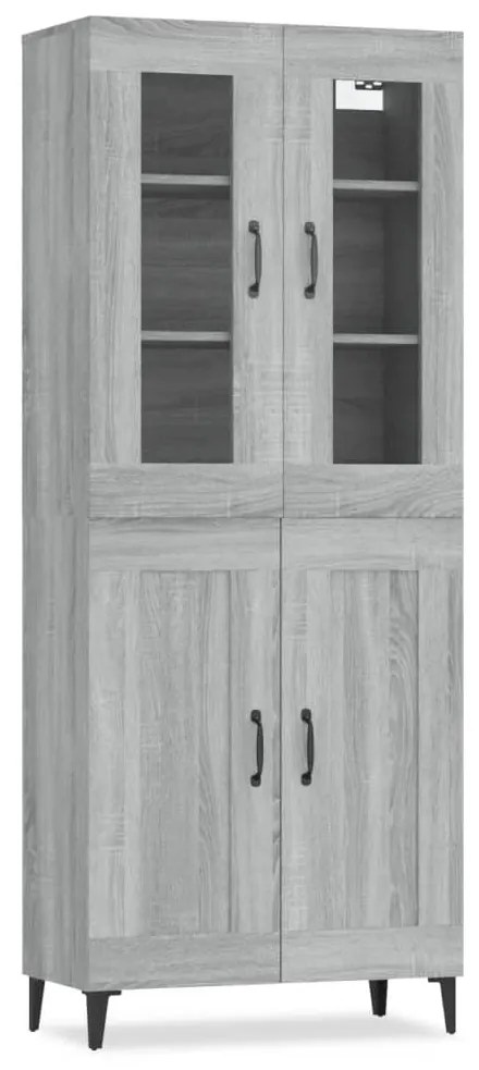 vidaXL Ντουλάπι Γκρι Sonoma 69,5 x 34 x 180 εκ. Επεξεργασμένο Ξύλο