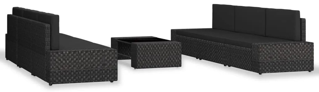 vidaXL Σαλόνι Κήπου 7 Τεμαχίων Μαύρο από Συνθετικό Ρατάν