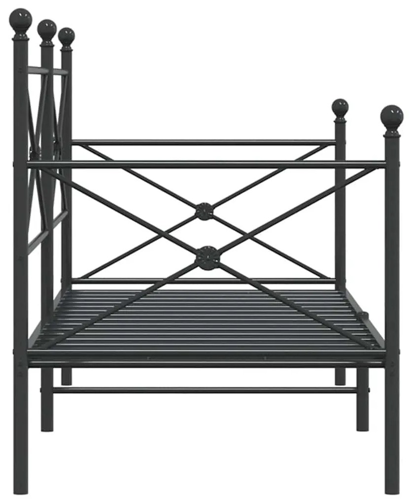 vidaXL Κρεβάτι ημέρας χωρίς στρώμα Μαύρο 90x200 cm Ατσάλι