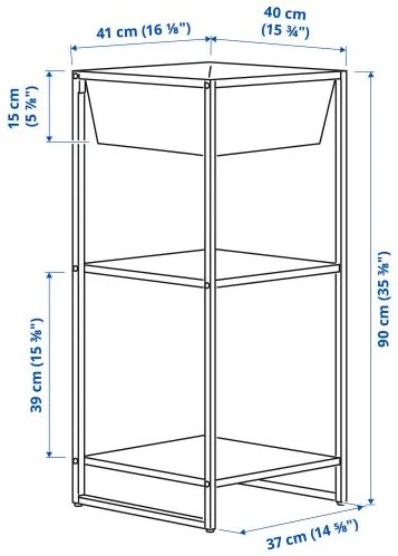 JOSTEIN ραφιέρα με δοχείο/εσωτερικού/εξωτερικού χώρου/μέταλλο, 41x40x90 cm 494.371.75