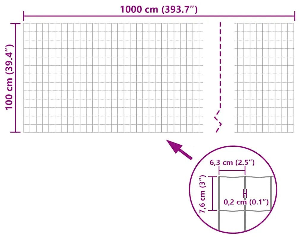 vidaXL Συρματόπλεγμα Σετ Πράσινο 10 x 1,0 μ. Ατσάλινο